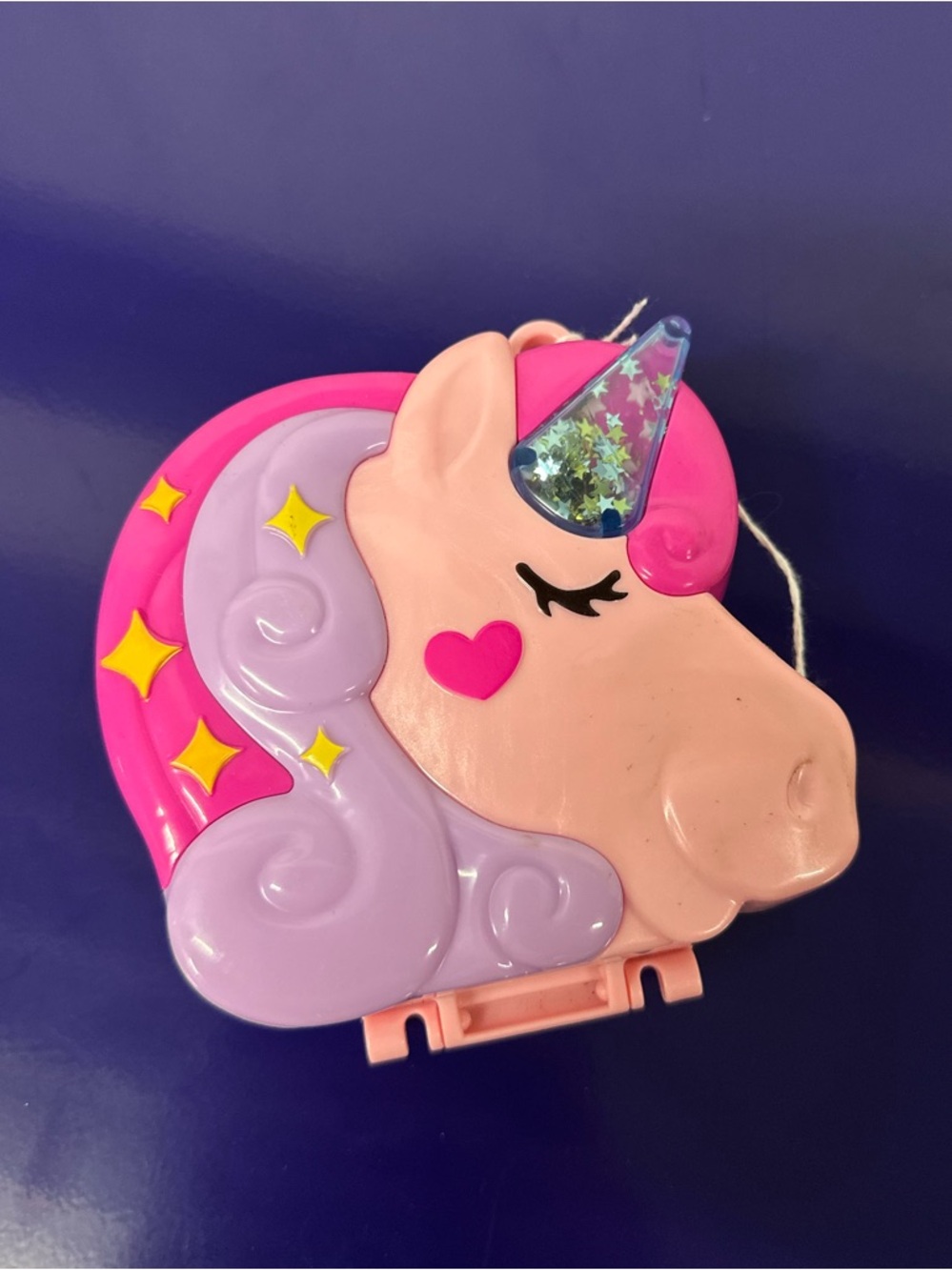Polly Pocket Pink Unicorn Kids Case with Glitter Horn
